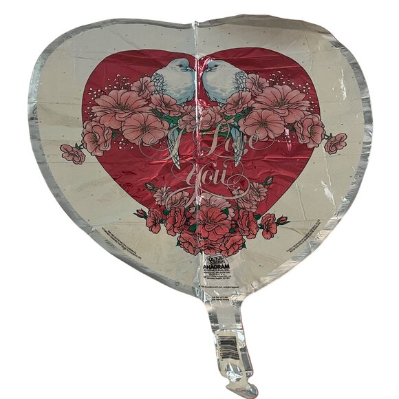 I love you vintage anagram 20.5 inches 1992 mylar balloon foil White Doves Paint - Picture 1 of 9